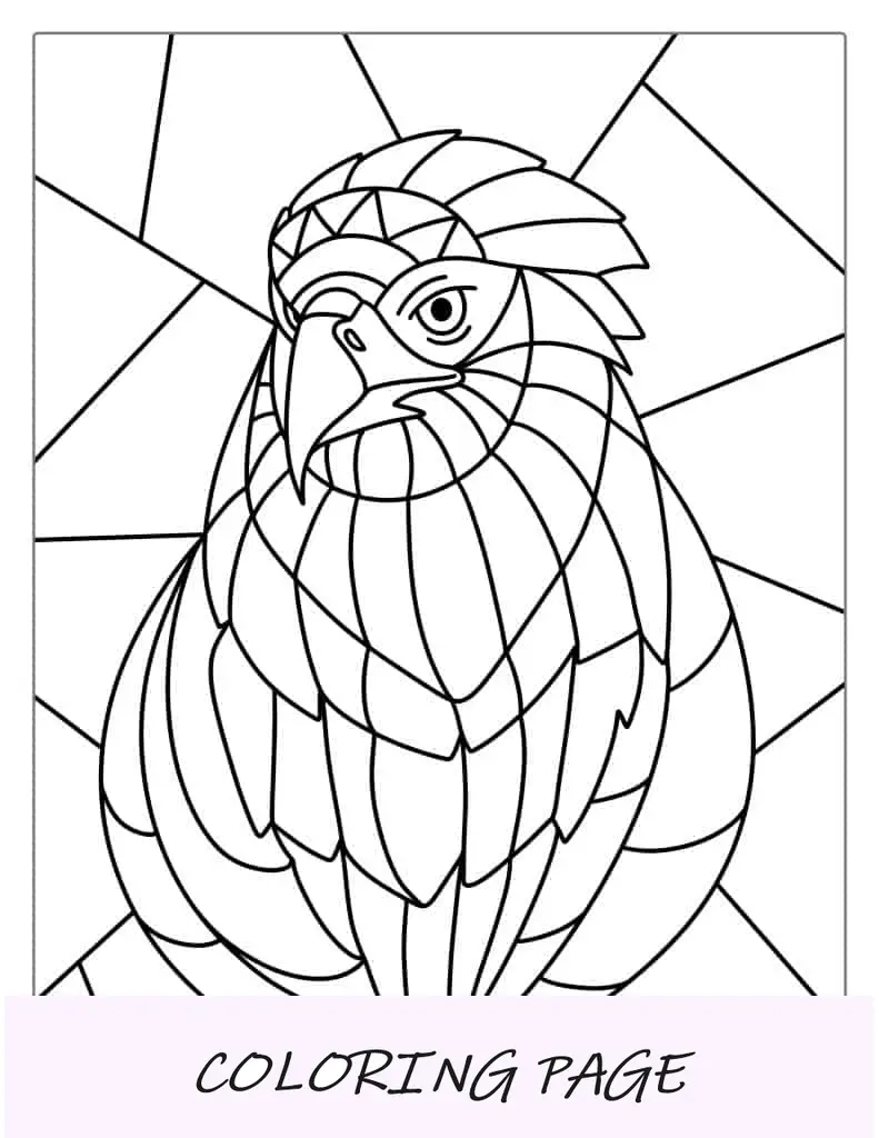 Página para colorir de águia americana em mosaico