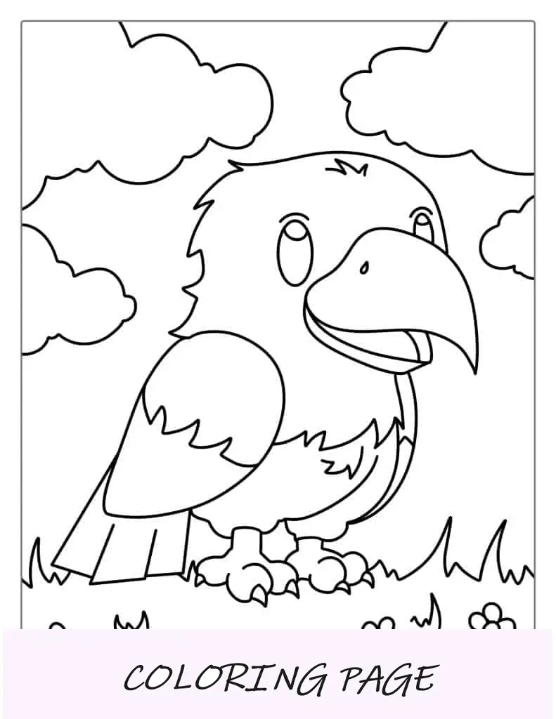 Página para colorir de águia americana de desenho animado para crianças