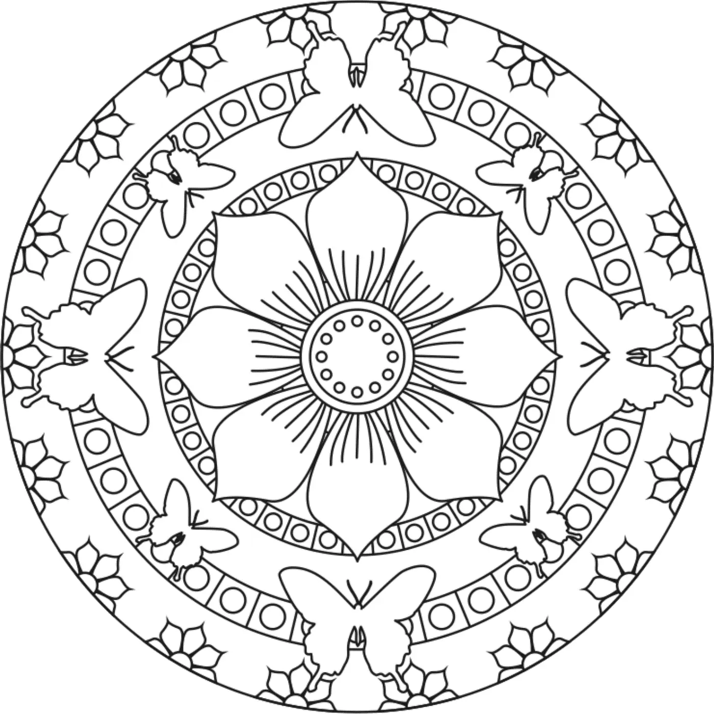 Geometric Flower Shape Mandala Coloring Page
