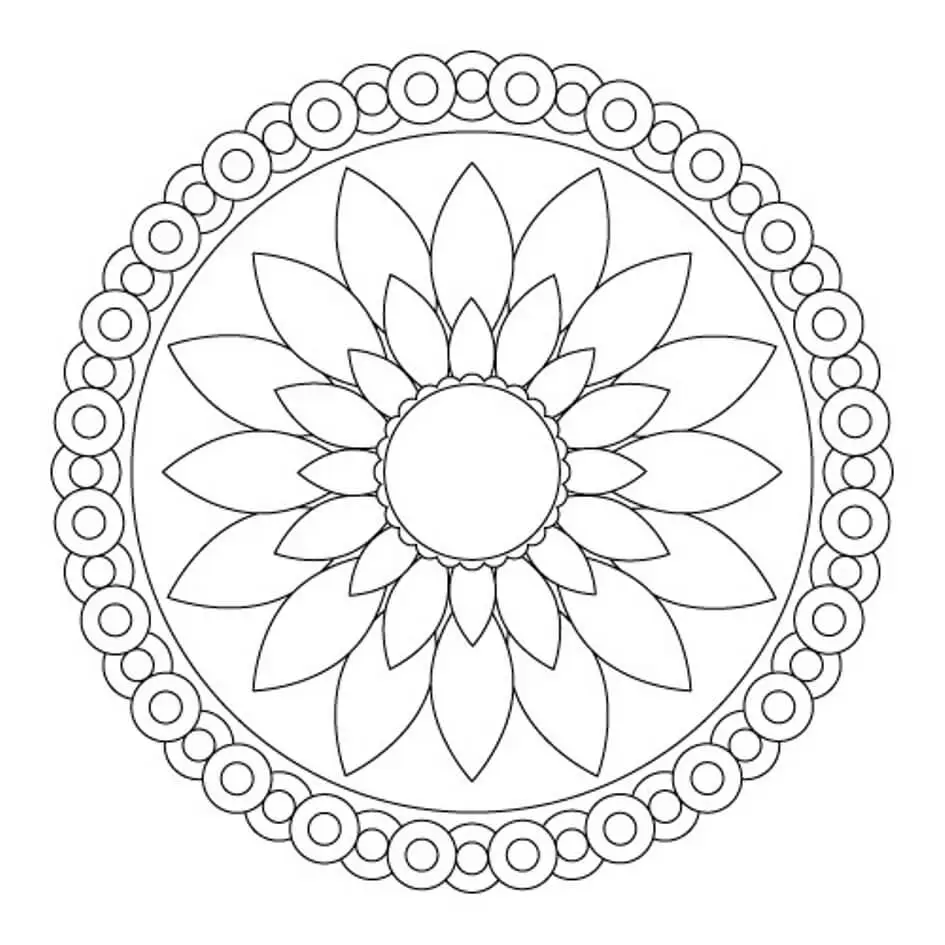 Easy Flower Mandala Coloring Pages For Kids