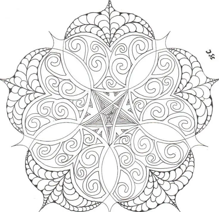 Bubbly Flower Shape Mandala To Color