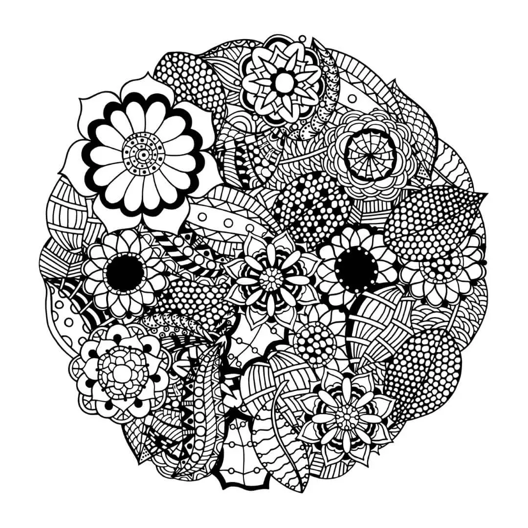 Bold Flower Mandala Coloring Pages