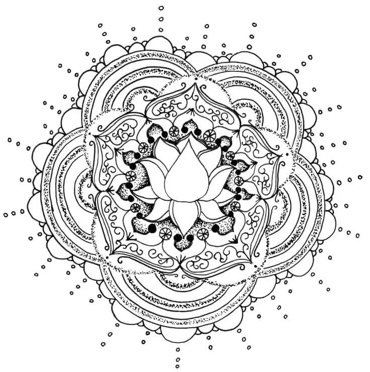 Beautiful Lotus Flower Mandala Coloring Page