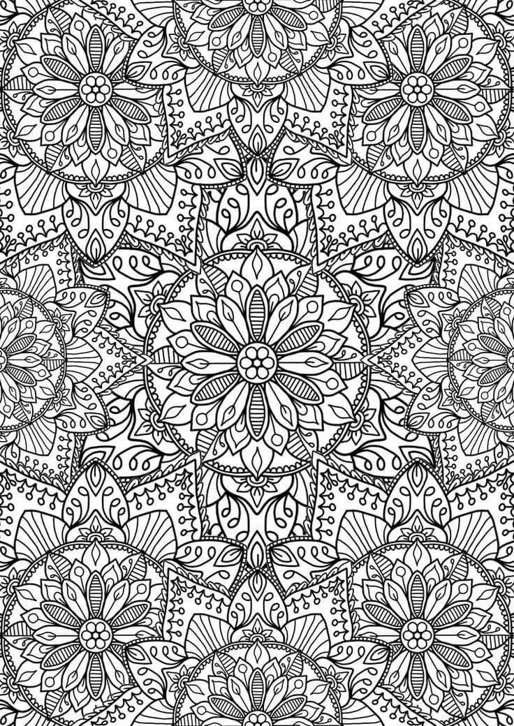 Advanced Flower Mandalas To Color