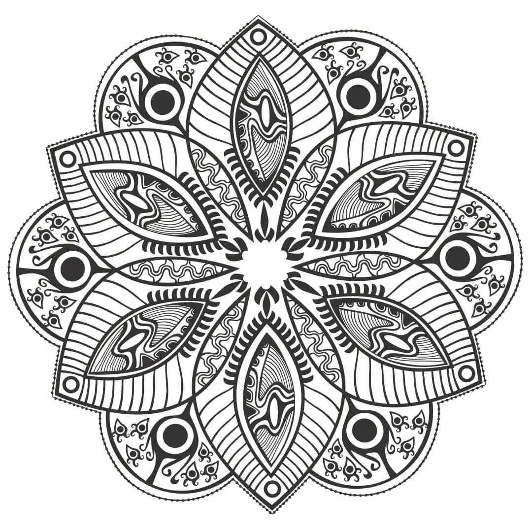 Advanced Flower Mandala Coloring Pages For Adults
