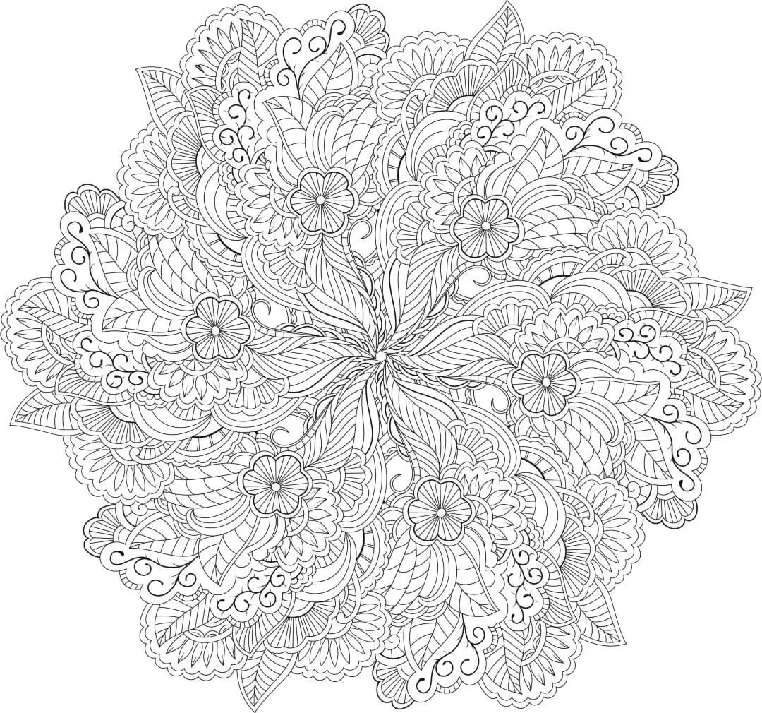 Advanced Flower Mandala Coloring Page