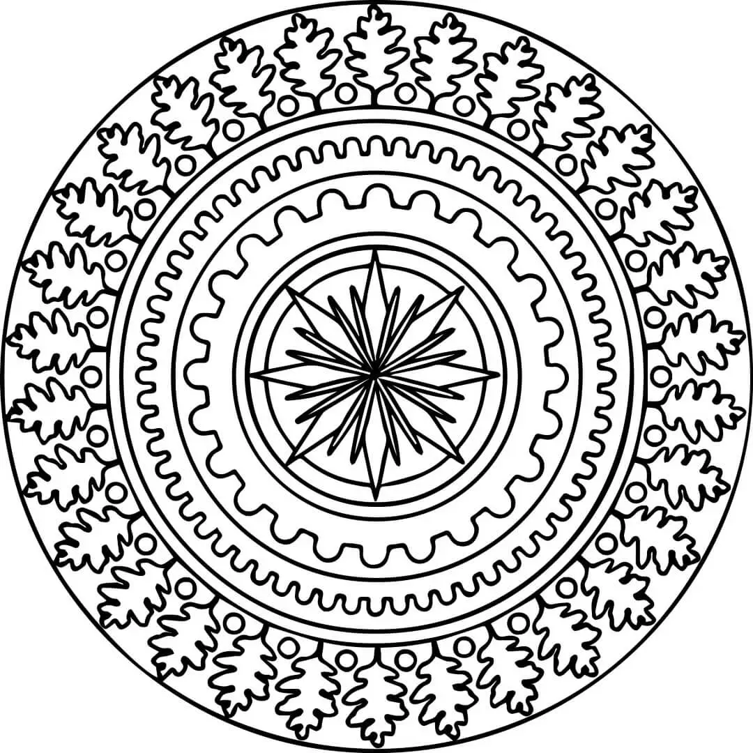 Trees And Flower Mandala Coloring Pages