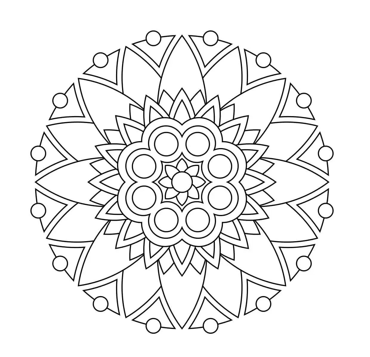 Simple Pattern Flower Mandala Coloring Page
