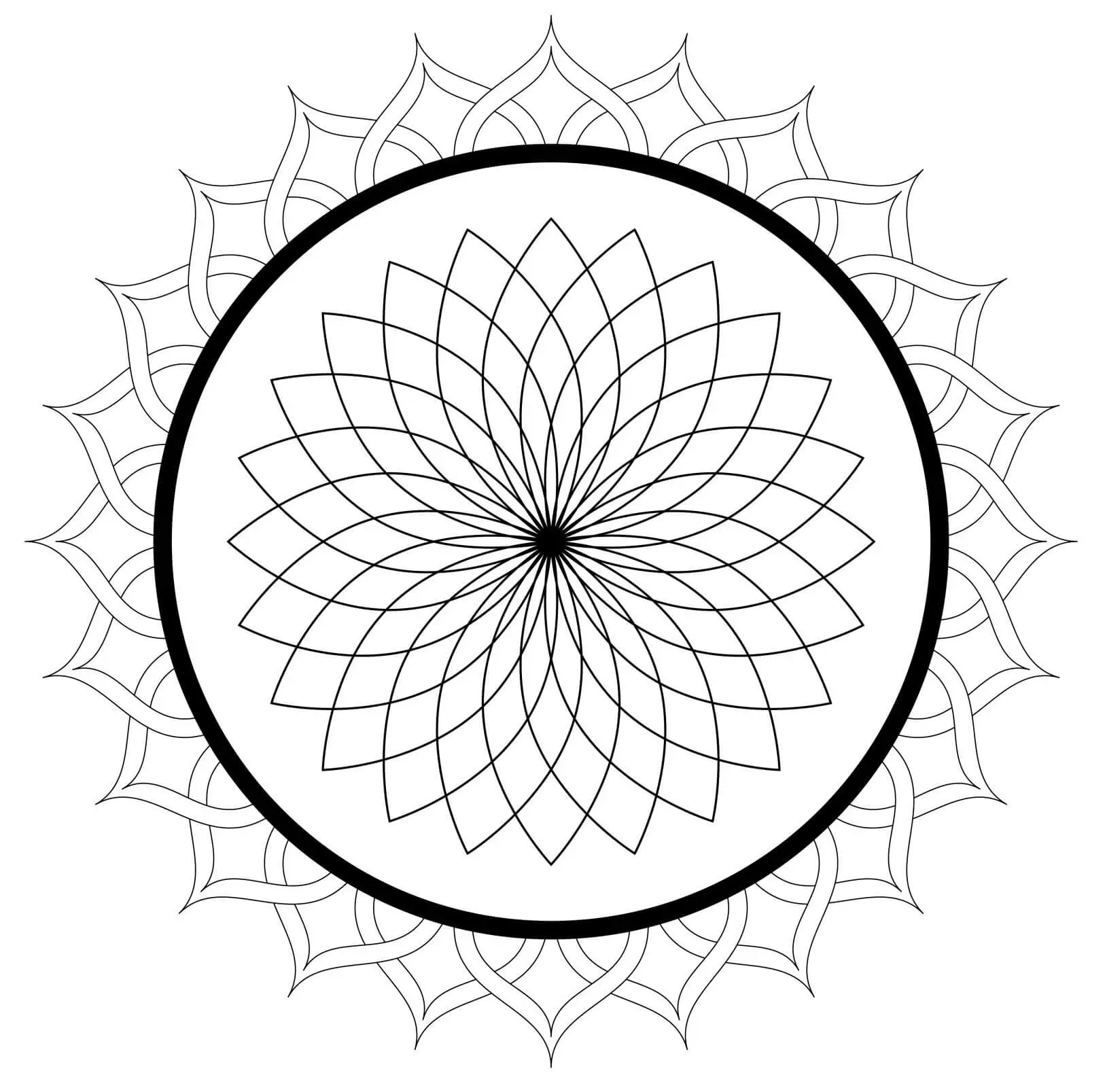 Simple Flower Shape Mandala Coloring Pages