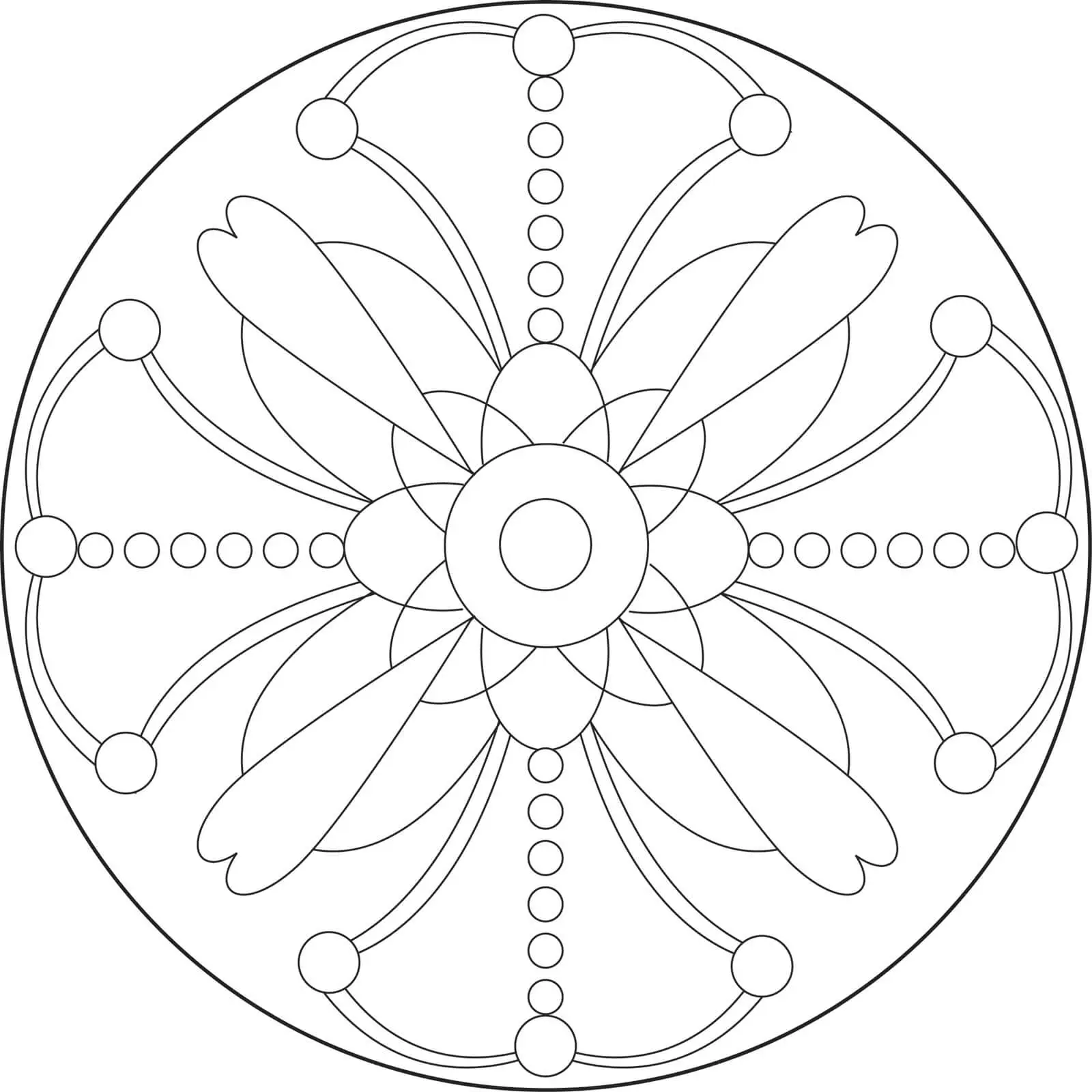 Simple Flower Mandala Coloring Page Printable