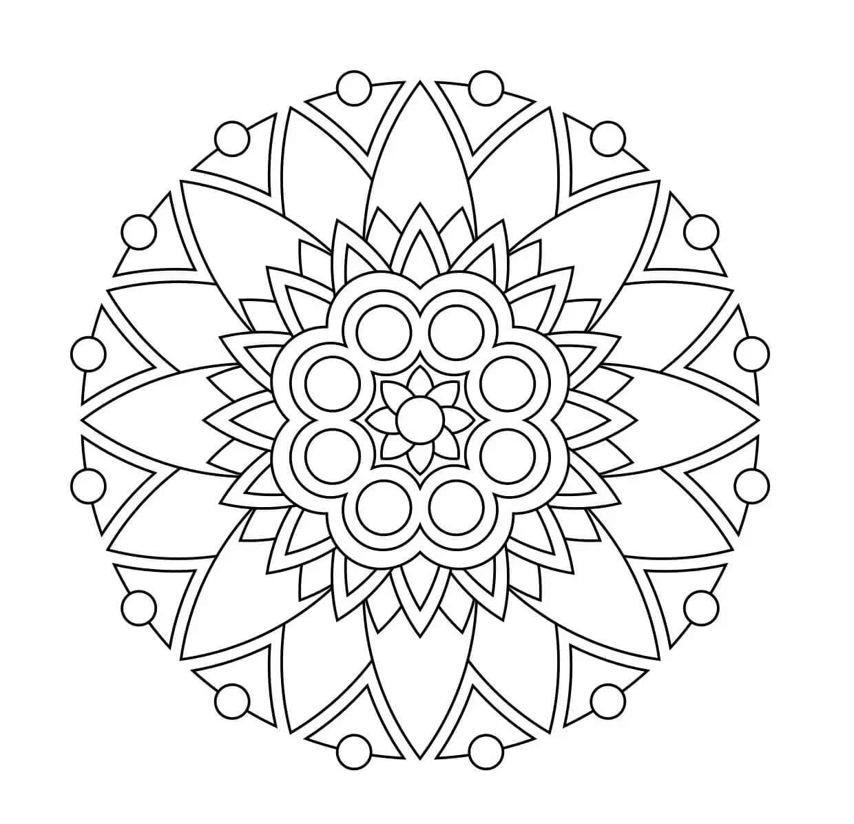 Simple Flower Mandala Coloring Page For Kids