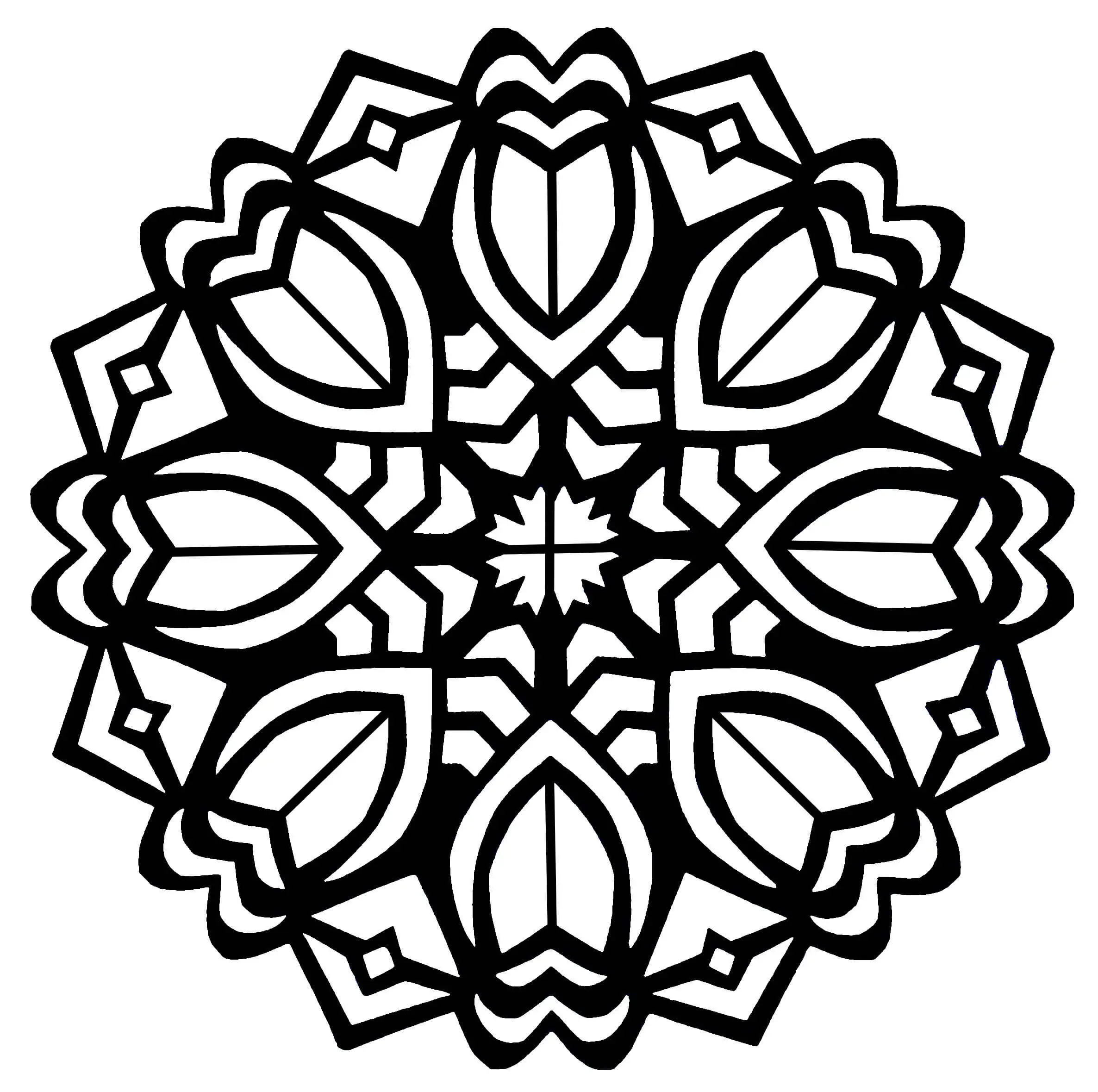 Simple Bold Tulip Flower Mandala Coloring Page