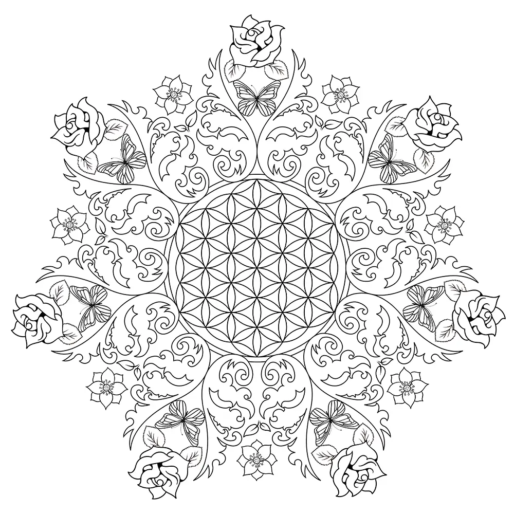 Formal Floral Mandala Coloring Pages