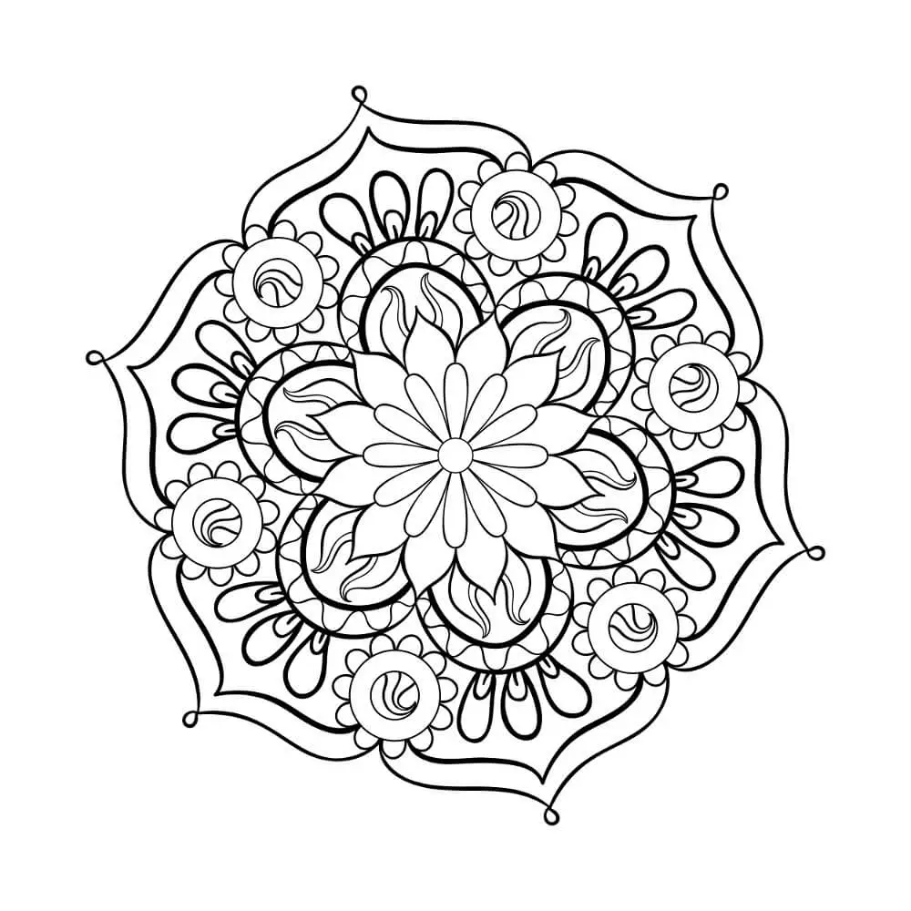 Printable Flower Mandala Coloring Sheet