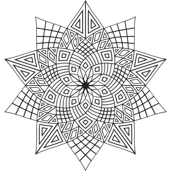 Flower Shaped Repeating Pattern Mandala To Color