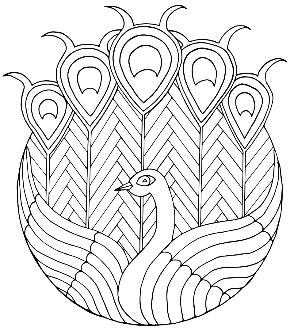 Cool Peacock Design Coloring Page