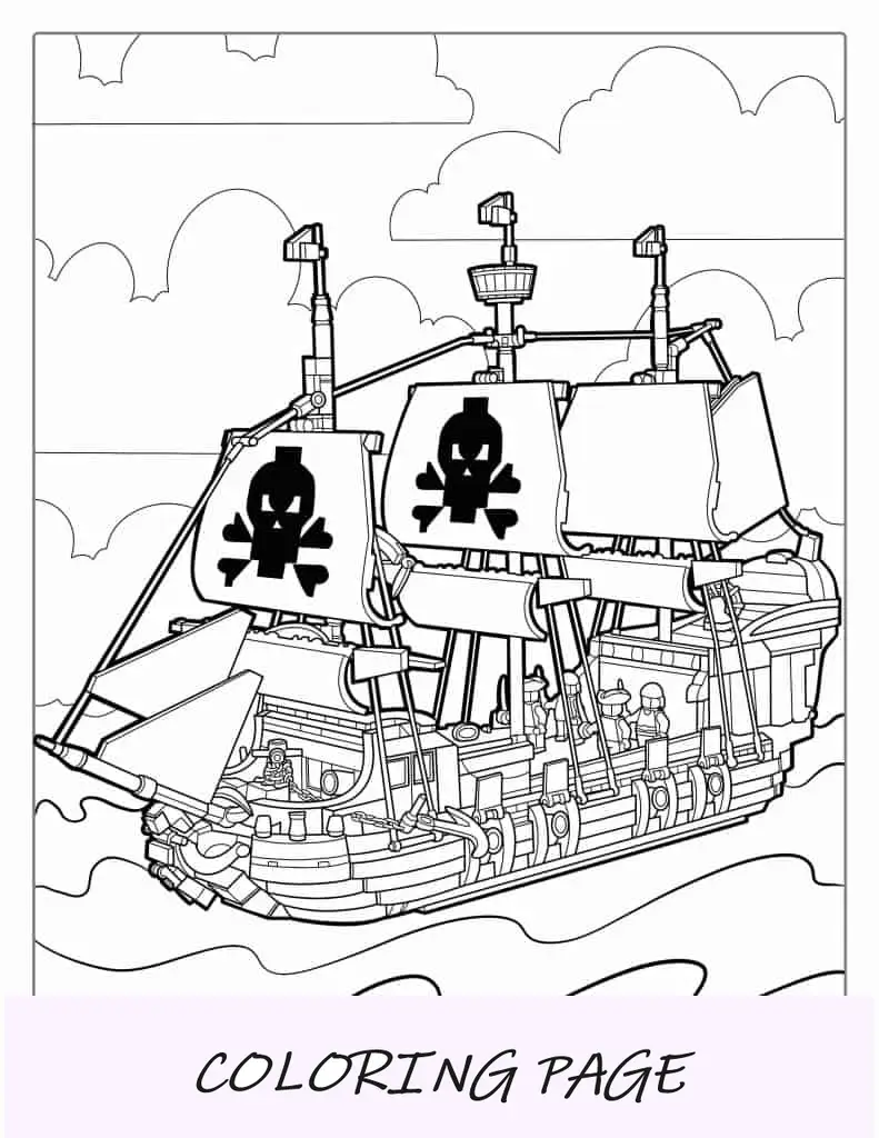 Navio pirata navegando em águas abertas com gaivotas