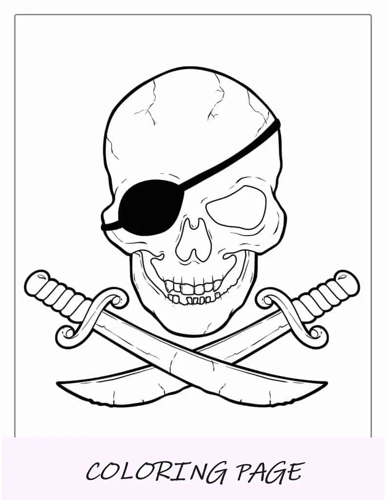 Página para colorir simples de navio pirata para crianças em idade pré-escolar