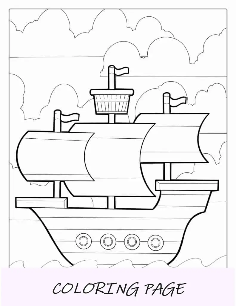 Página para colorir do navio pirata Pérola Negra