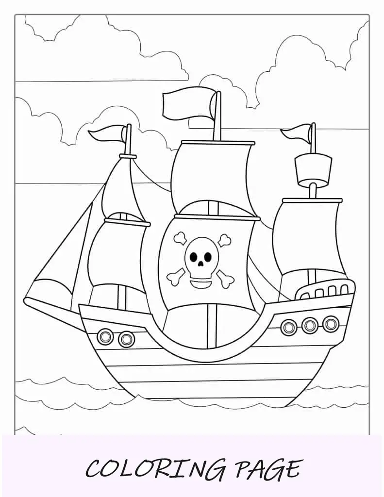 Página detalhada para colorir de navio pirata