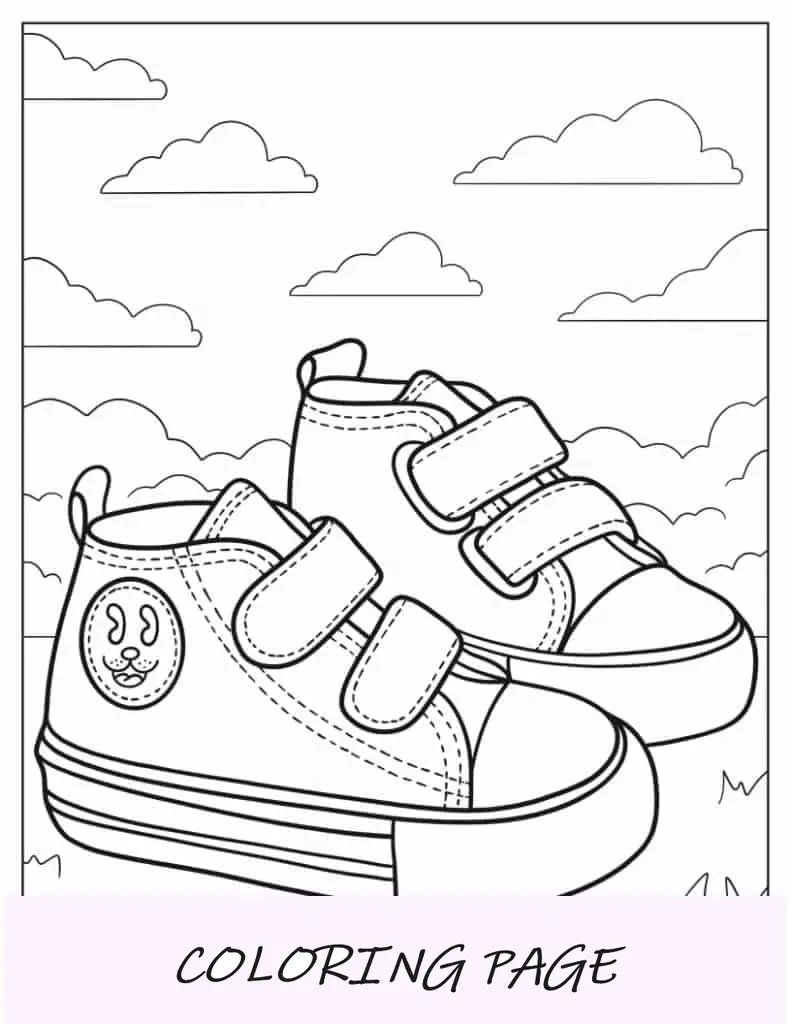 Sapatos de bebê Kawaii para colorir