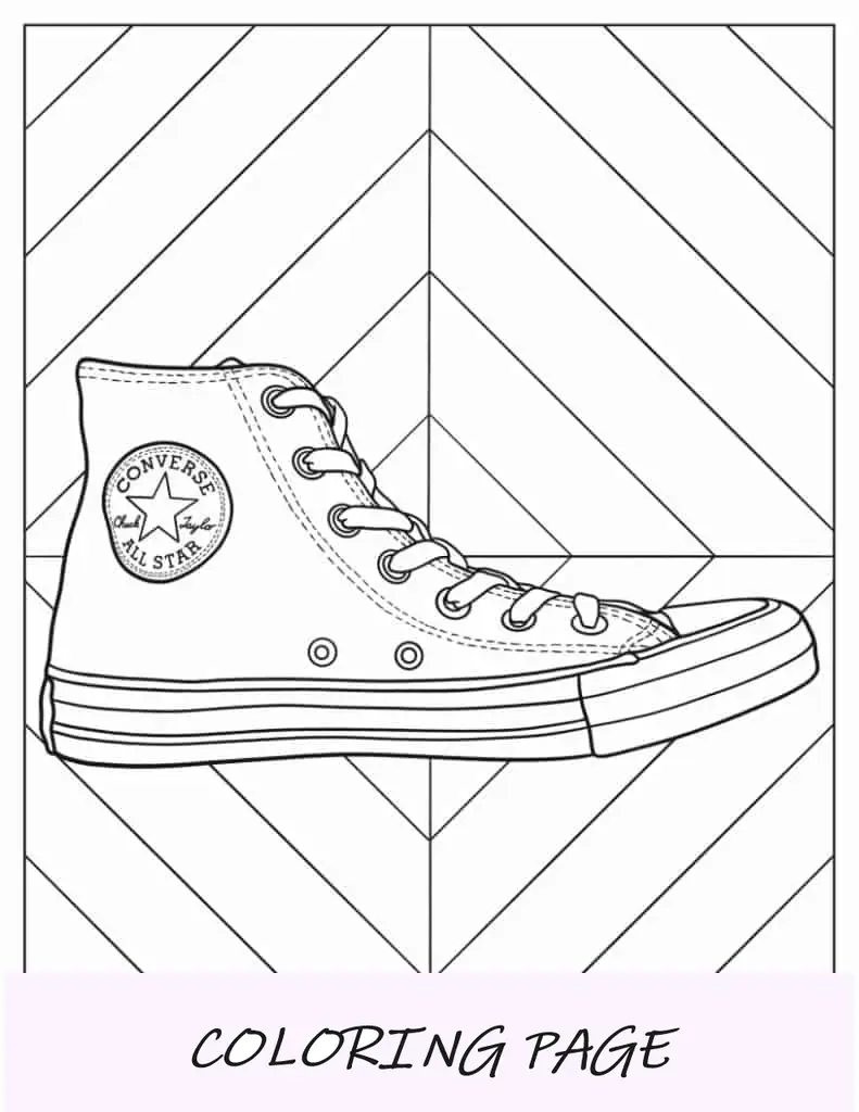 Folha para colorir de Converse Chuck Taylor para crianças
