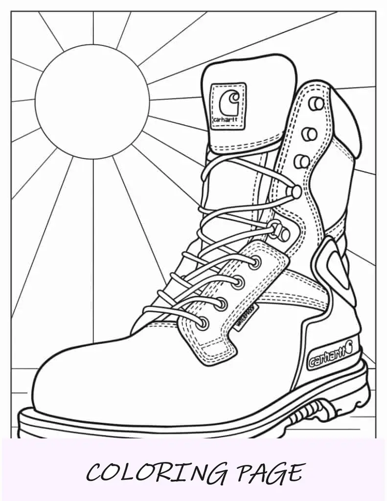 Coloração de bota Carhartt para crianças