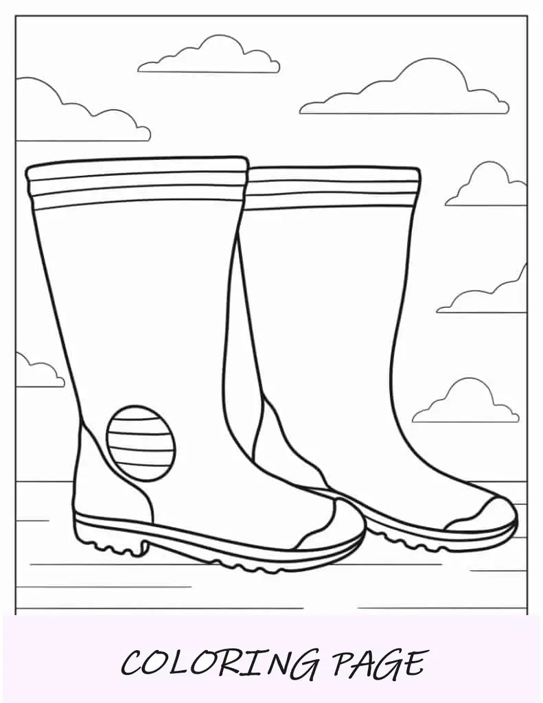 Coloração de contorno de botas para crianças em idade pré-escolar