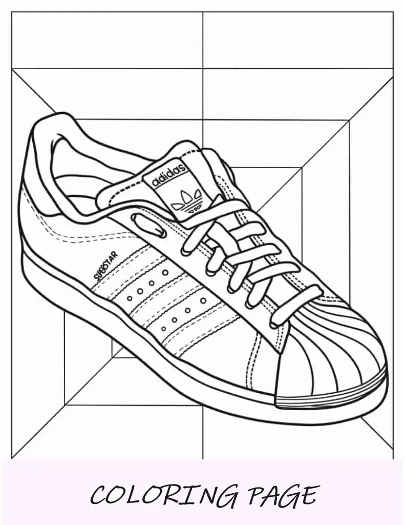 Folha para colorir de tênis Adidas Superstar