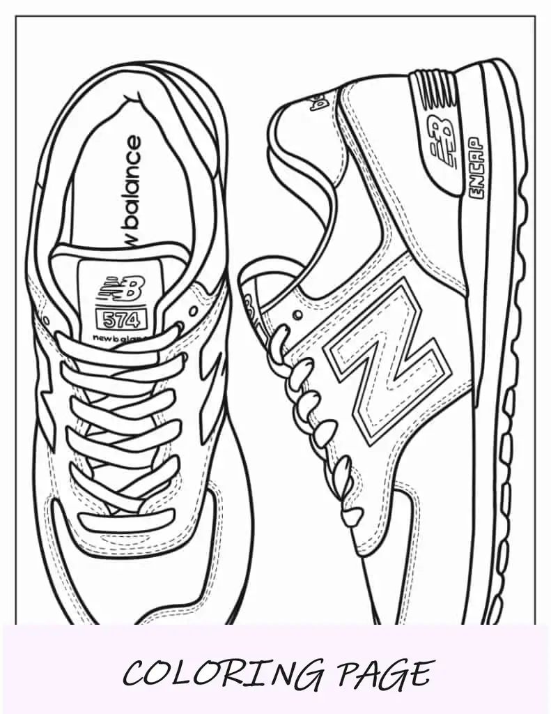 Página para colorir de tênis de corrida New Balance