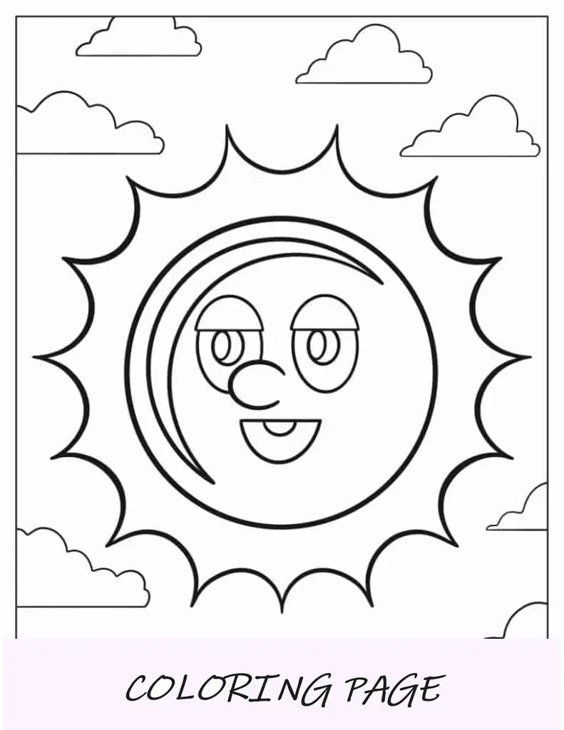 Sol Sonriente Página Para Colorear