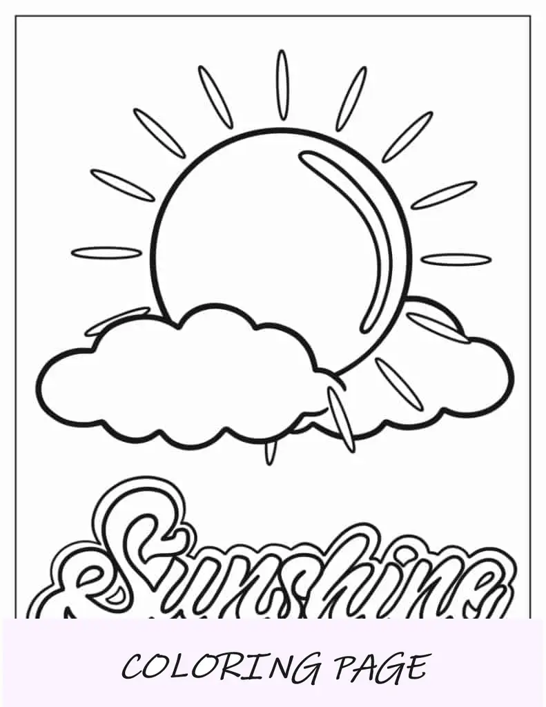 Sol en la nube para colorear