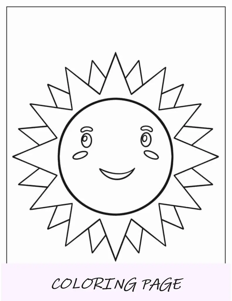Sol fácil de colorear para niños en edad preescolar