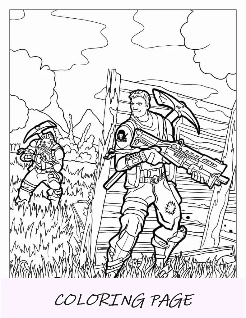 Hoja para colorear del juego Fortnite Battle Royale