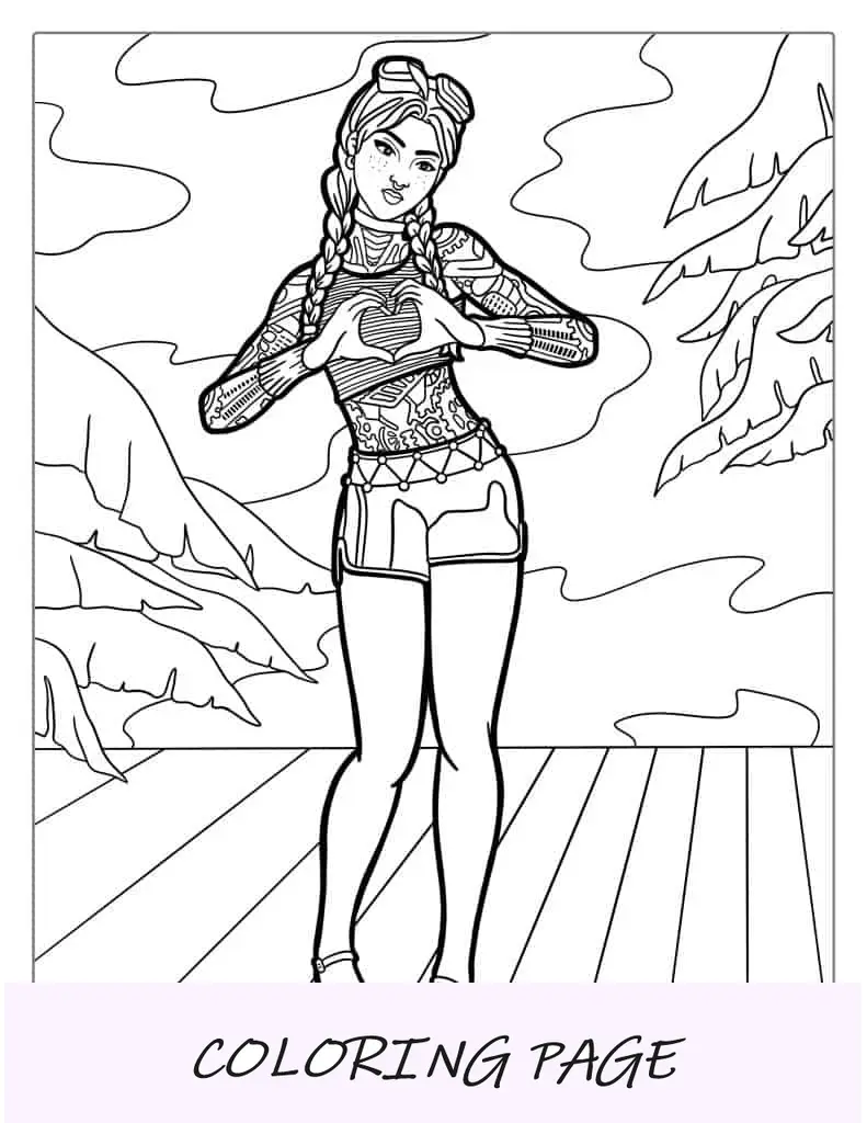 Página para colorear de Fortnite Beach Jules Skin