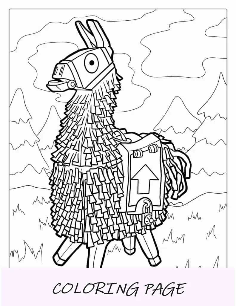 Cute Fortnite Llama To Color