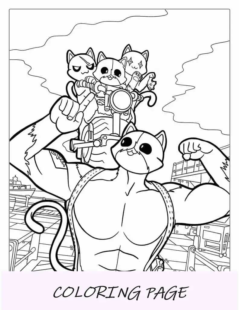 Página para colorear de Mewoscles de Fortnite para niños