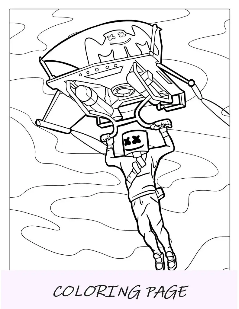 Página para colorear de Marshmellow de Fortnite