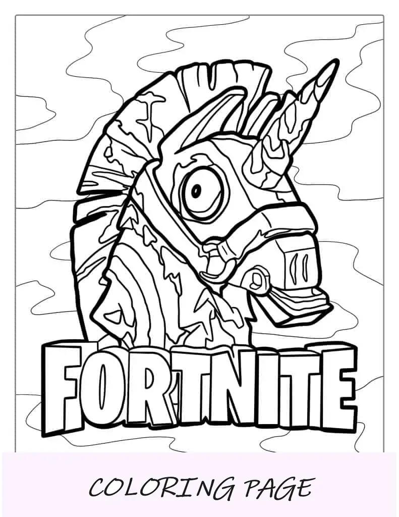 Dibujo Para Colorear De Llama Y Logo De Fortnite