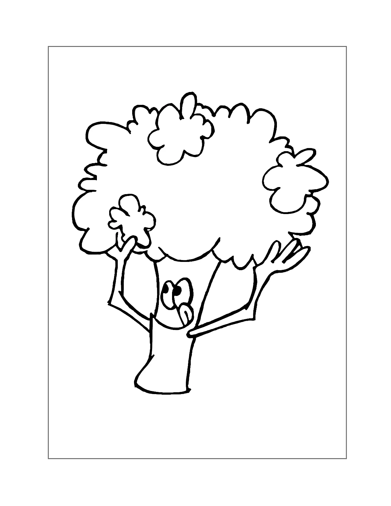 Cute Broccoli Character Coloring Page