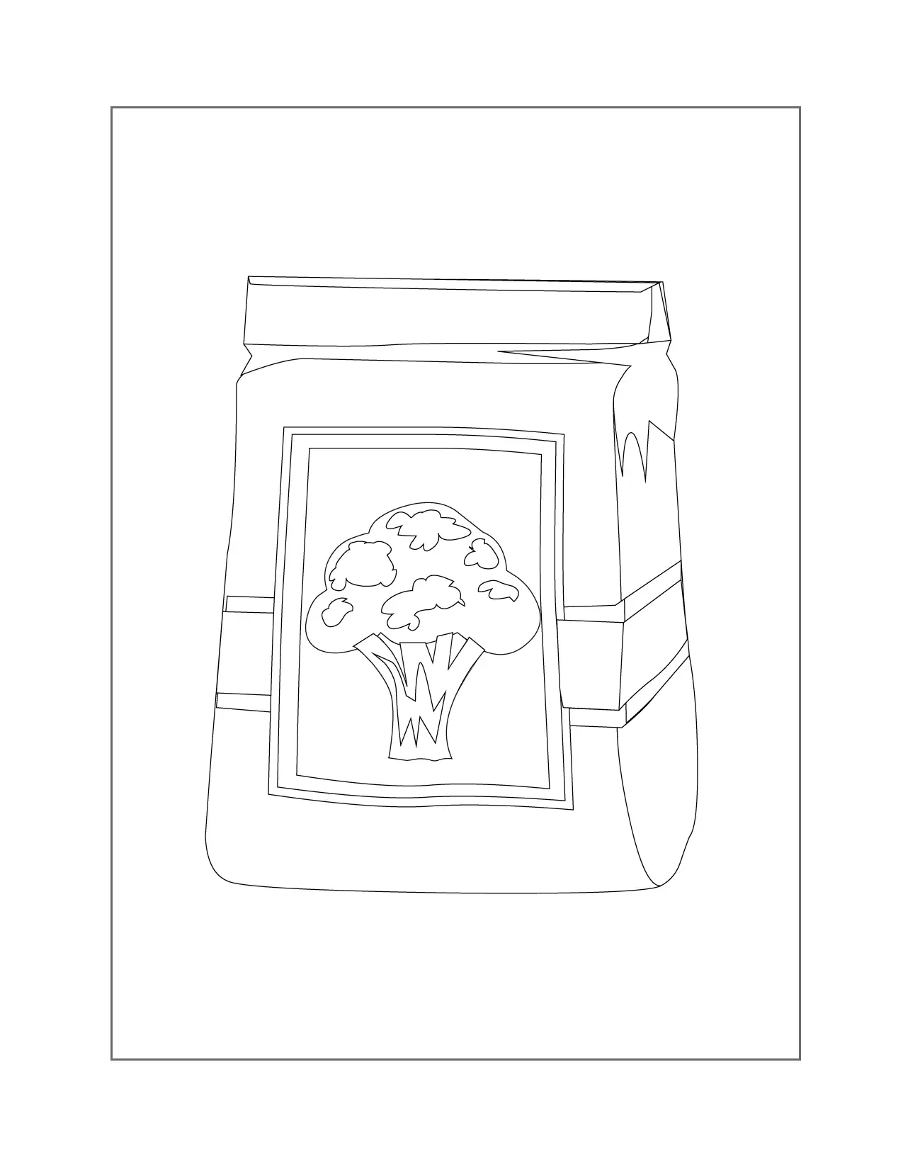 Bag Of Broccoli Coloring Page