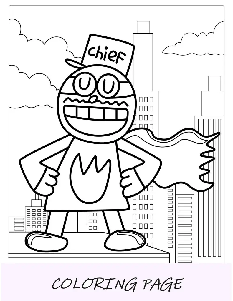 Página para colorir do chefe dos livros Dog Man