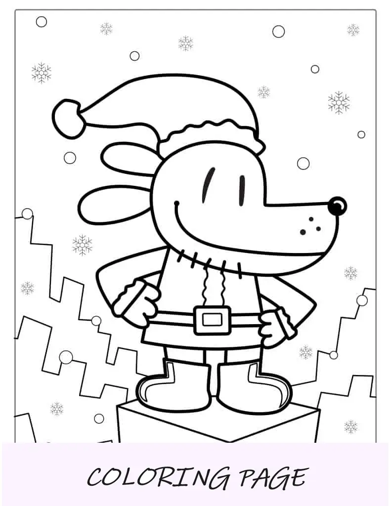 Folha para colorir de homem-cachorro com tema de Natal