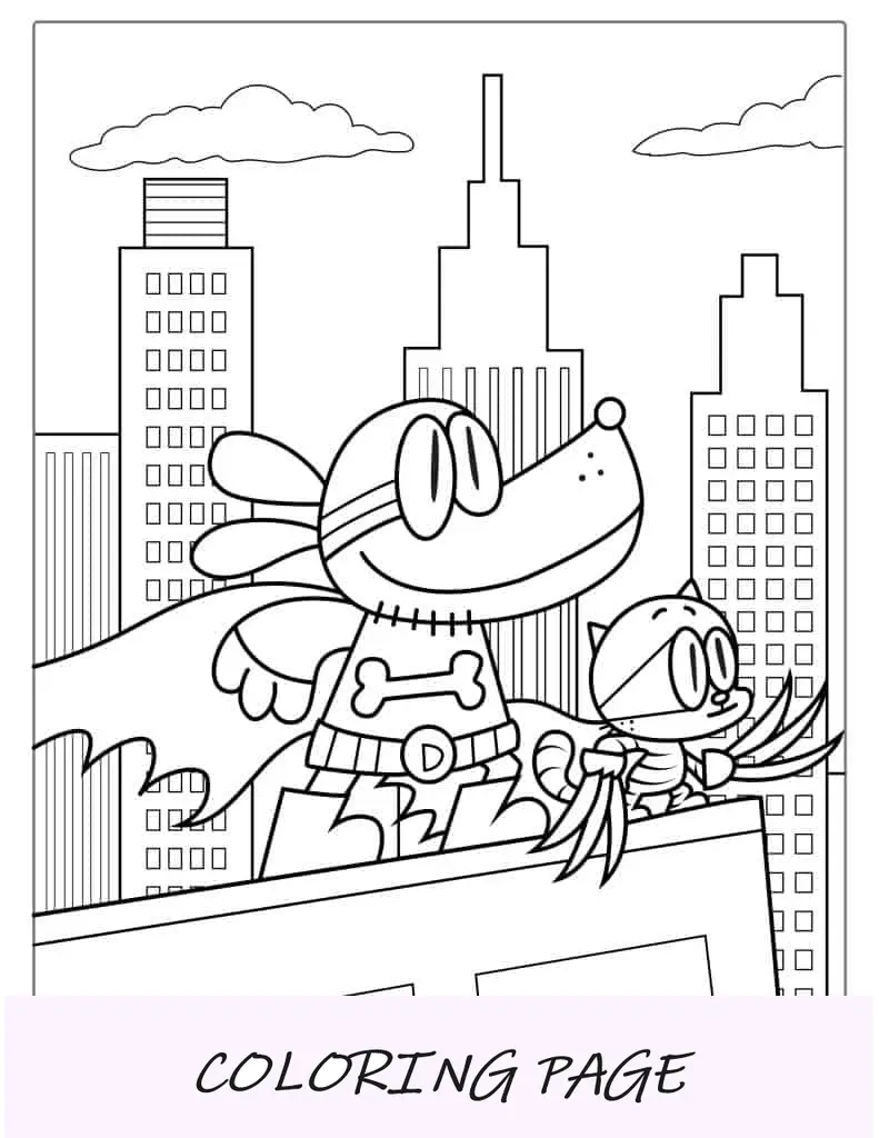Página para colorir do homem-cachorro como super-herói