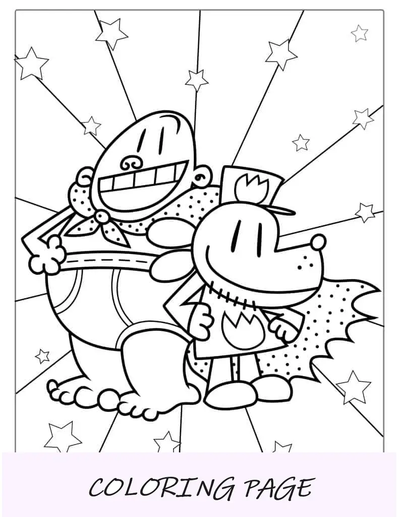 Capitão Cueca Com Homem Cachorro Para Colorir Para Crianças