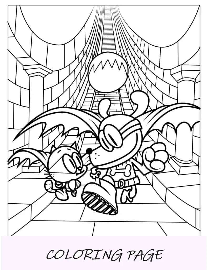 Folha para colorir The Bark Knight e Li'l Petey