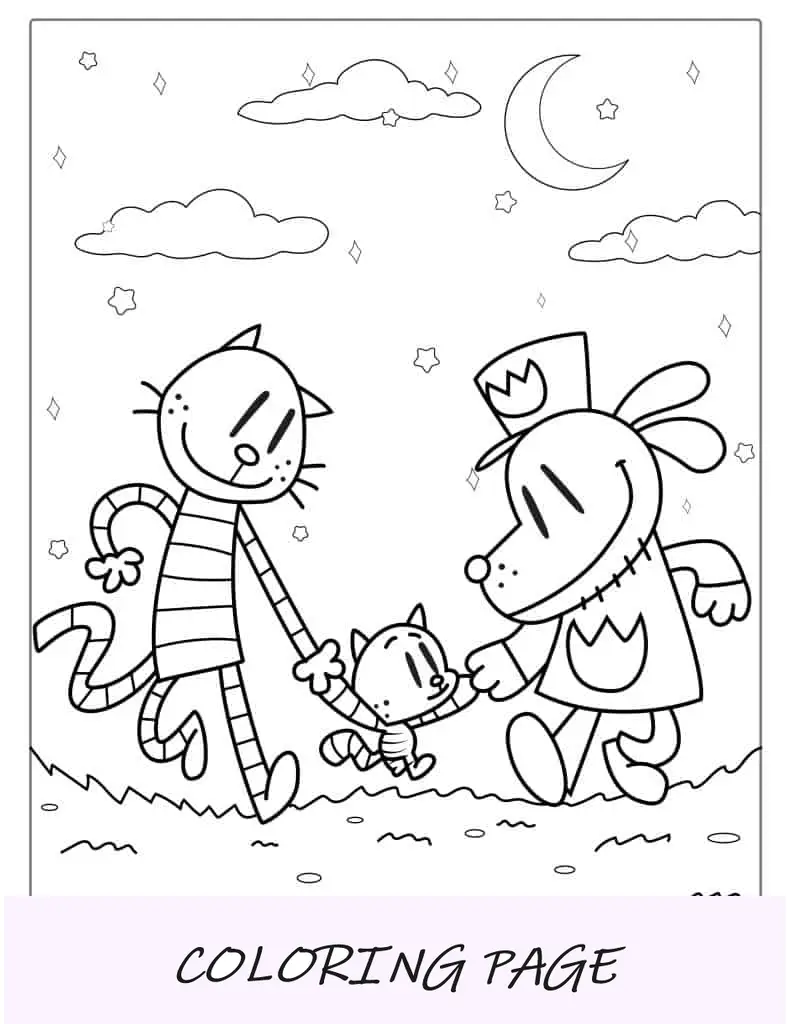Homem-cachorro com Petey e Li'l Petey para colorir