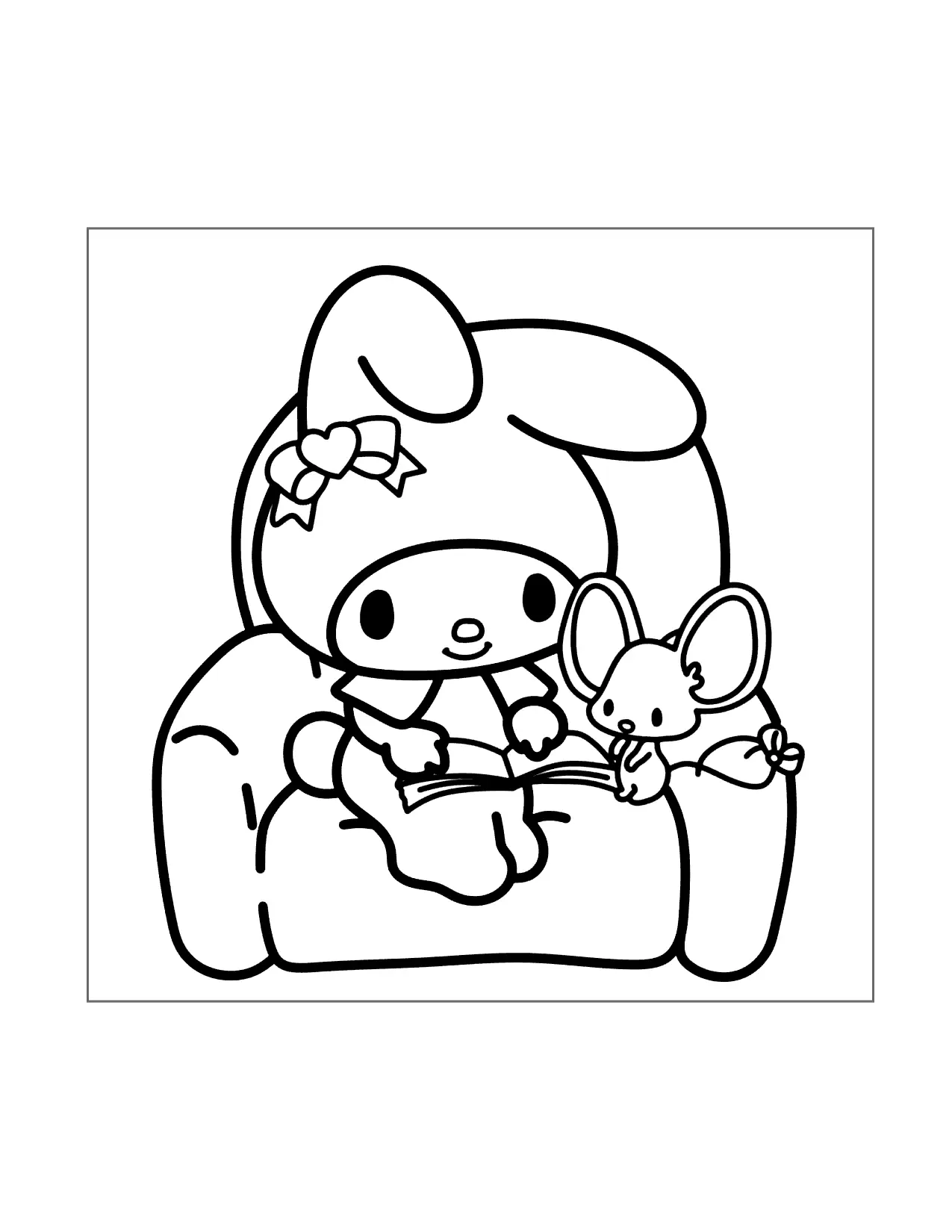 My Melody Reads To Flat Mouse Coloring Page