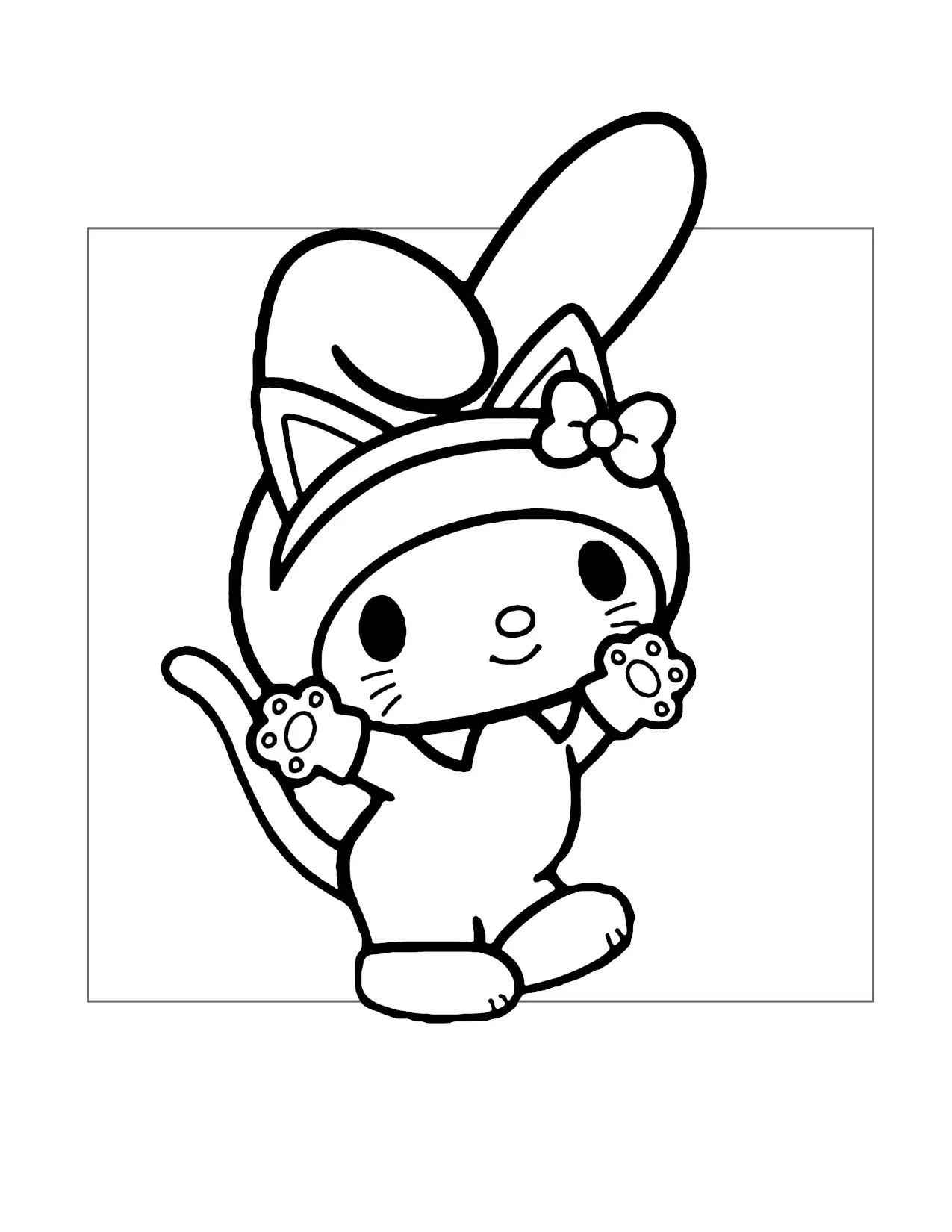 My Melody In Kitty Costume Coloring Page