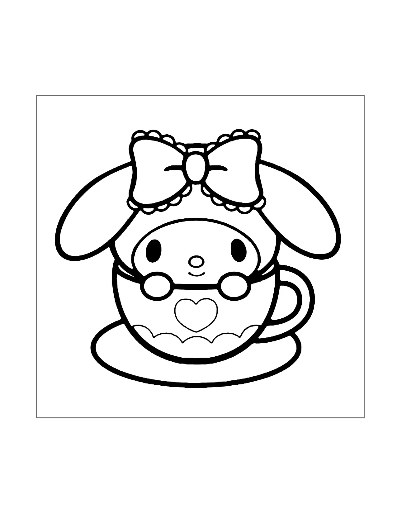 My Melody In A Tea Cup Coloring Page